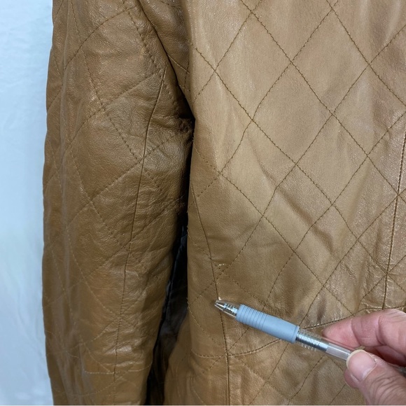 Dialogue Quilted Leather Golden Mahogany Colored Mid Century Style Jacket - Picture 8 of 9